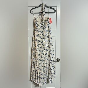 Astr White and Blue Floral Dress